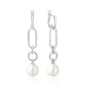 Cercei lungi de argint cu perle naturale DiAmanti SK23479EL_W-G (Argint 925‰ 5,3 g.)